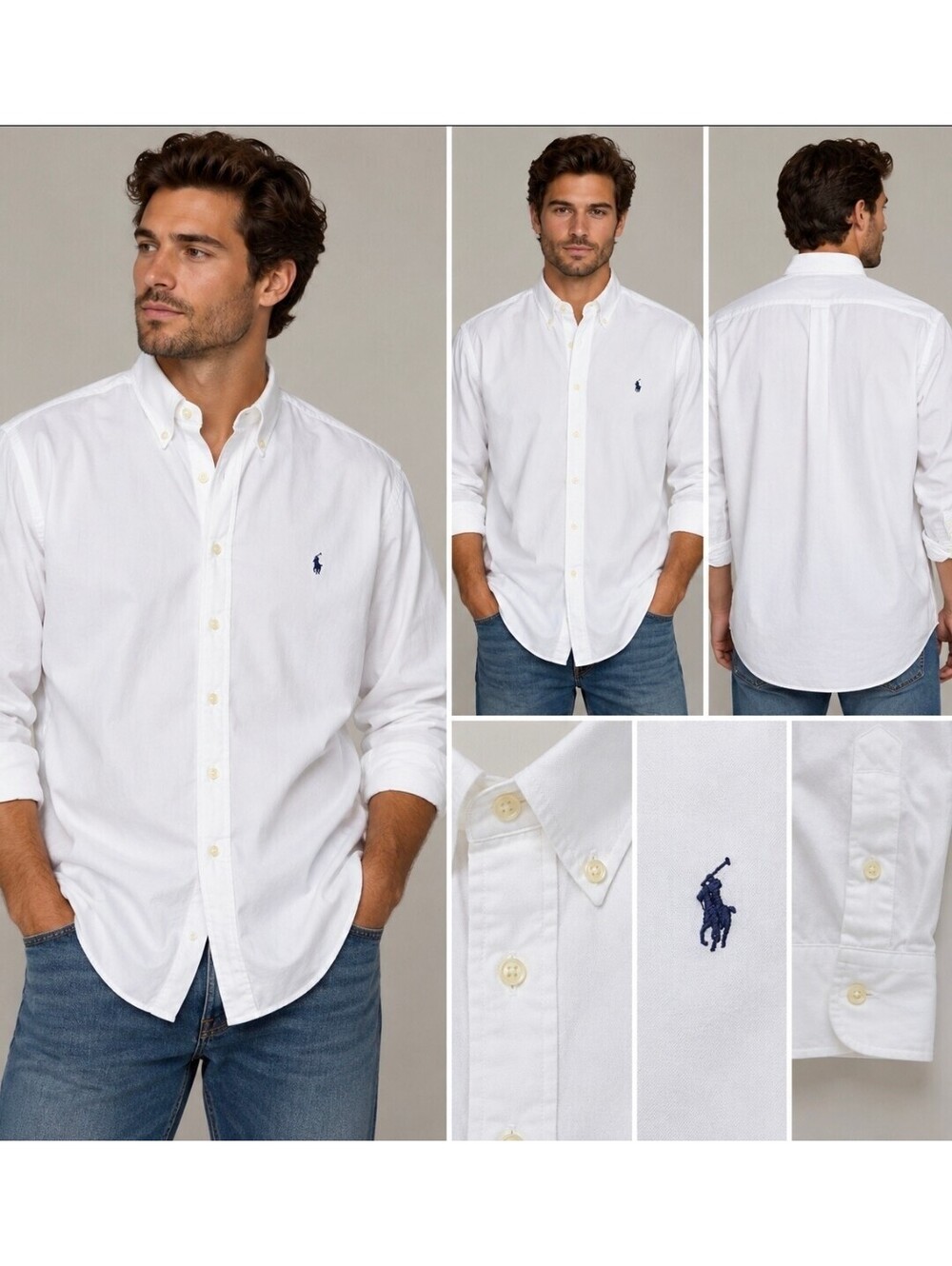 Ralph Lauren Yarmouth Oxford Shirt Mens 17.5 34/35 White Cotton Button Down Pony